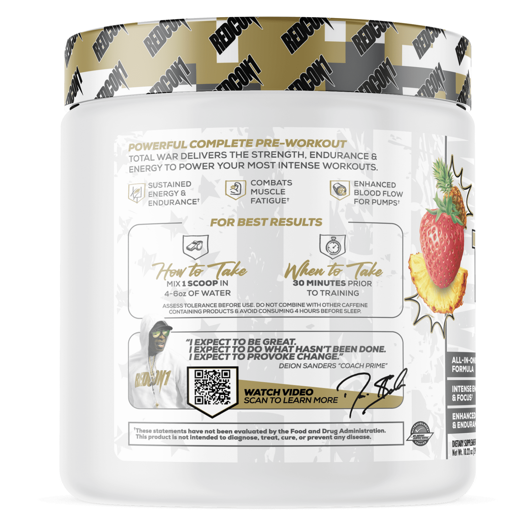 REDCON1 Total War Pre-Workout Powder Beta-Alanine & Citrulline Malate, Primetime Punch, 20 Servings