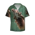 thumbnail image 2 of Lafuoo Squirrel Pattern Men's Cuban Collar Short Sleeve Shirt, Button-Down Resort Beach Pocket Shirt-4X-Large, 2 of 7