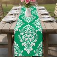 thumbnail image 4 of Green Boho Table Runner 90 Inches, Vintage Classic Bohemia Flower Textured Bed Runner Dresser Scarves Tabletop for Indoor Outdoor Parties/Ceremony/Banquet, 13" x 90", 4 of 9