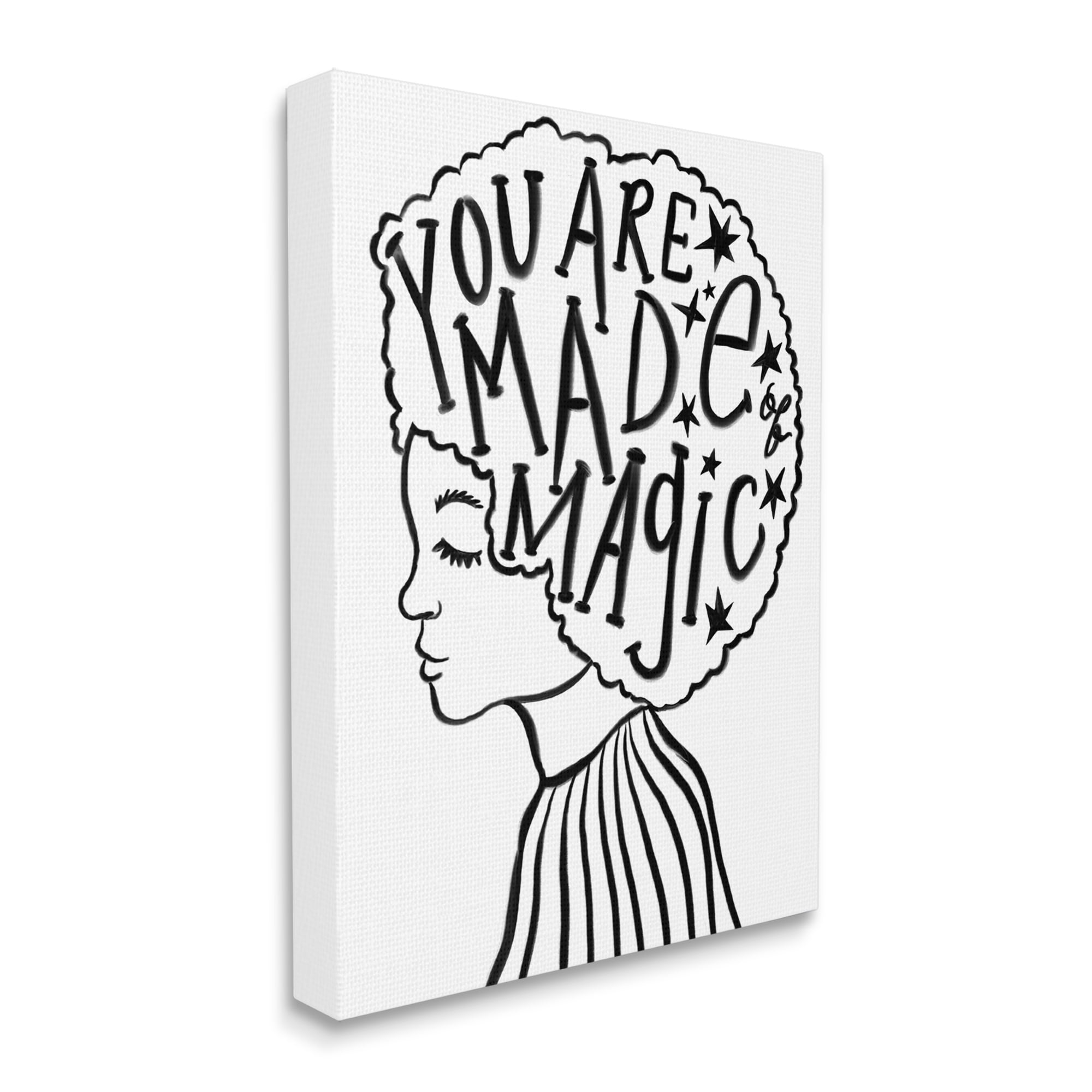 Stupell Industries Made of Magic Phrase Children's Hair Portrait Designed by Daphne Polselli Wall Plaque White 10 x 15