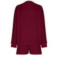 thumbnail image 6 of Holiday Deals! Ohufall 2 Piece Outfits for Women,Round-Neck Blouse Long Sleeve Tops Sweatshirt Shorts Casual Suit Sets Clearance, 6 of 7