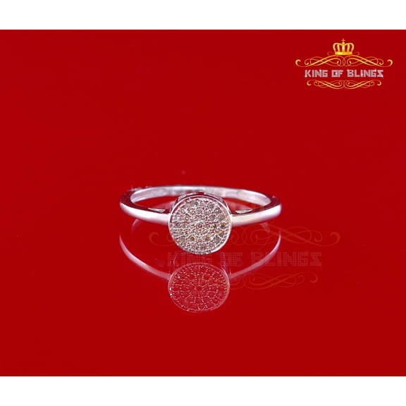 King of Bling's 0.10 CT Real Diamond 925 Sterling White Silver Shine Womens Round Ring Size 7