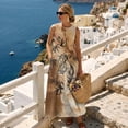 thumbnail image 3 of Xoenoiee Tiger Tree Leaf Print Womens 2026 Summer Maxi Dress Cotton Linen Round Neck Sleeveless Sundresses with 2 Pockets Casual Beach Party Spring Long Dresses Plus Size, XL, 3 of 7