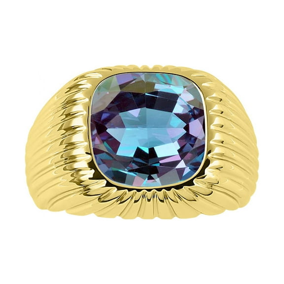 RYLOS Men's Ring - Gorgeous 12MM Alexandrite in 14K Yellow Gold Size 8