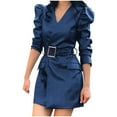 thumbnail image 2 of SELONE Wedding Guest Dresses for Women Winter Evening Dresses Long Sleeve Prom Dresses Party Dresses Mini Homecoming Dresses Formal Gowns Formal Elegant Dresses Faux Leather Formal Dress Navy XL, 2 of 6