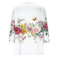 thumbnail image 4 of Levmjia Womens Tops Fashion 3/4 Sleeve T Shirt Casual Loose Fit Floral Printed Pullover Soft Polyester Round Neck Comfortable Tee For Daily Wear, 4 of 5
