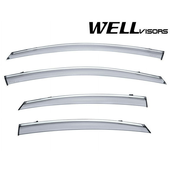 Wellvisors Side Window Visors Deflectors Rain Guards With Chrome Trim for 2015-2019 Hyundai Sonata 3-847HY009