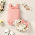 thumbnail image 2 of TAIAOJING Toddler Baby Girls Outfits Sleeveless Ribbed Romper Bodysuit Floral Prints Ruffles Shorts Headbands Cute Clothes Set For 9-12 Months, 2 of 8