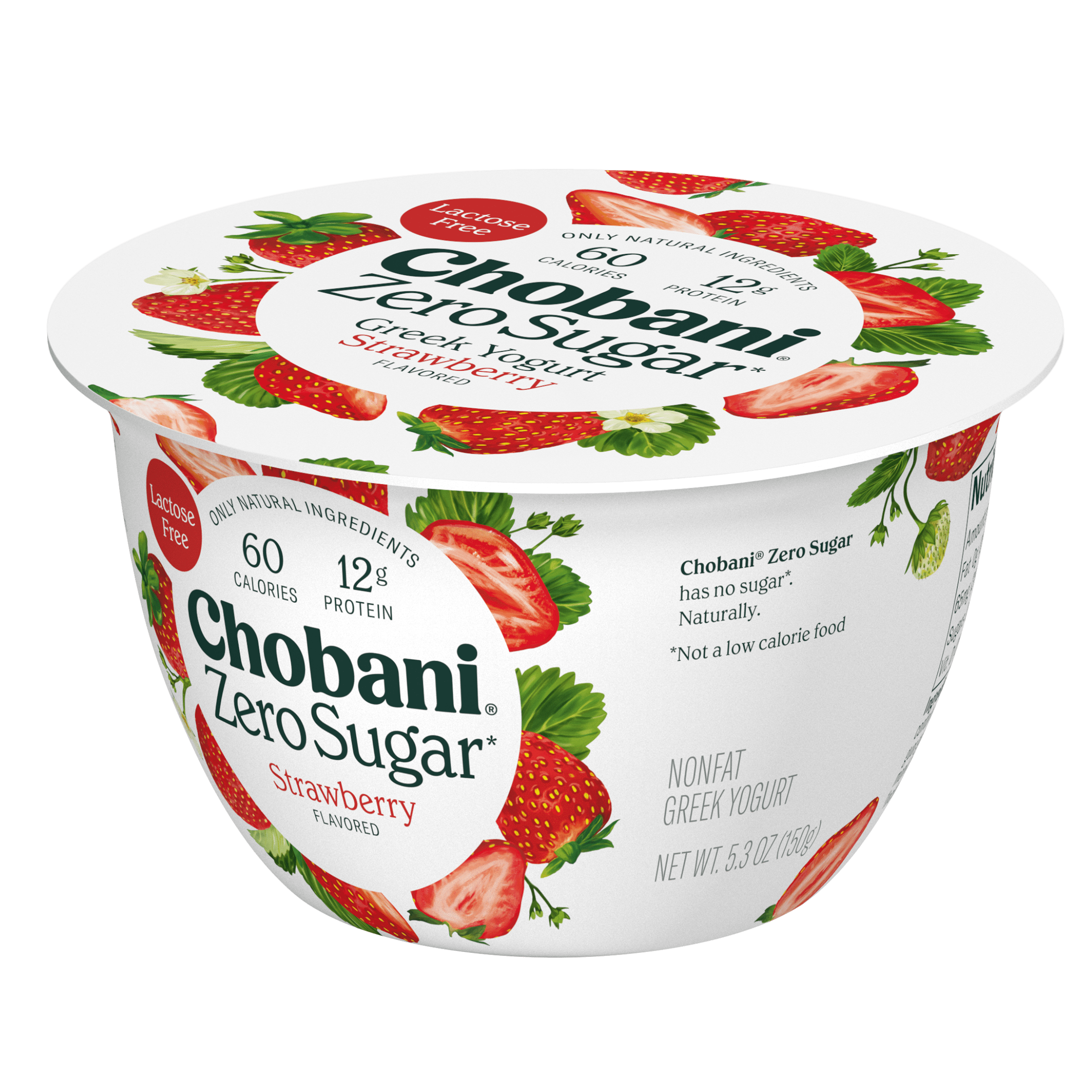 Chobani Zero Sugar Non-Fat Greek Yogurt Strawberry 5.3 oz Cup