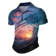 thumbnail image 5 of 250th Anniversary Men's Patriotic Zip Polo Shirt, 1776-2026 Flag Print, Quarter-Zip Collar, Short Sleeve, 4th of July, Commemorative Events, Parades, Summer Casual Wear Dark Blue L, 5 of 9