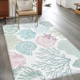 thumbnail image 3 of Ocean Life Texture Washable Area Rugs 4'x6', Watercolor Coral Shell Starfish Low Pile Throw Living Room Rug Non-Slip Sturdy Edge Binding Carpet for Indoor Entryway Bedside Kitchen, 3 of 9