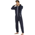 thumbnail image 5 of TBWNWG Men's Pajama Set Jumpsuit Zipper Solid Long Sleeve V Neck Hoodie Sleepwear Romper for Comfort and Relaxation,Size S, 5 of 8