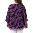 thumbnail image 3 of Agnes Orinda Women's Plus Size Dressy Blouse V Neck Mesh Casual Flowy Work Shirts 3/4 Flared Sleeve Tunic Tops 2X Purple, 3 of 6