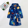 thumbnail image 2 of NOLDARES Girls Boys Fleece Hooded Robes, Warm Printed Bath Robe for Kids Soft Fuzzy Bathrobe for Gifts,Dark Blue,5-6 Y, 2 of 6