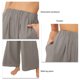 thumbnail image 4 of Pantalones anchos de talle alto Pantalones rectos de pierna ancha con cintura elástica de color puro para mujer Señora Gris XXL, 4 of 5