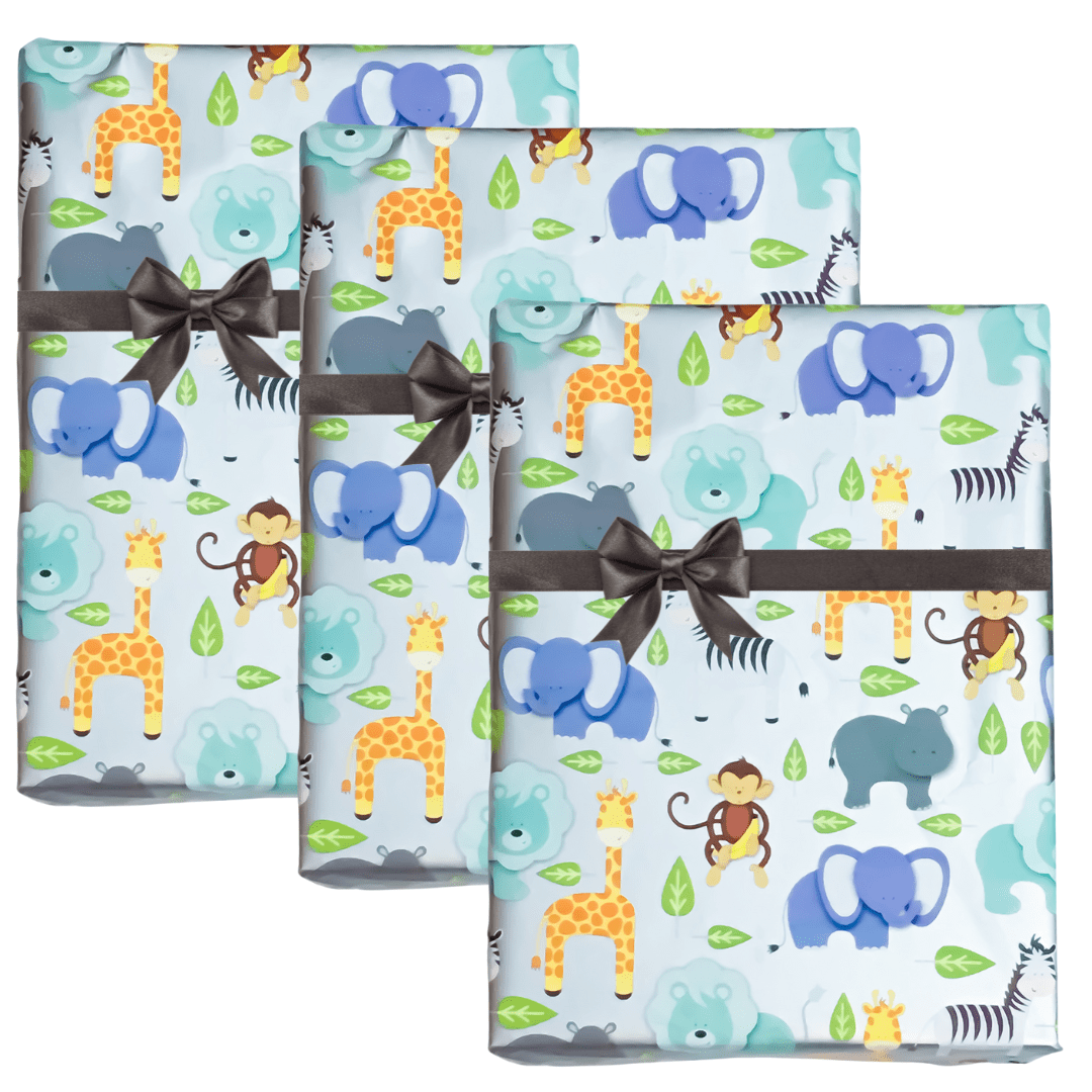 Jillson & Roberts Zoo Animals Baby Gift Wrap 1/2 Ream 417 ft x 24 in