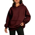 thumbnail image 2 of NominalSnug Hoodies for Women Fall Long Sleeve Tops Drawstring Hooded Sweatshirts with Pockets, 2 of 8
