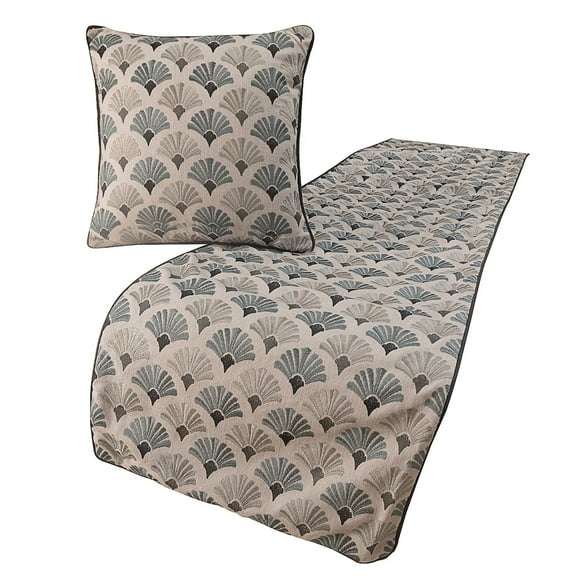 King Queen Twin Blue & Grey Designer King 90"x18" Bed Runner With Pillow Cover, Floral Embroidery Bed Scarf on Cotton fabric - Flourish Bloom