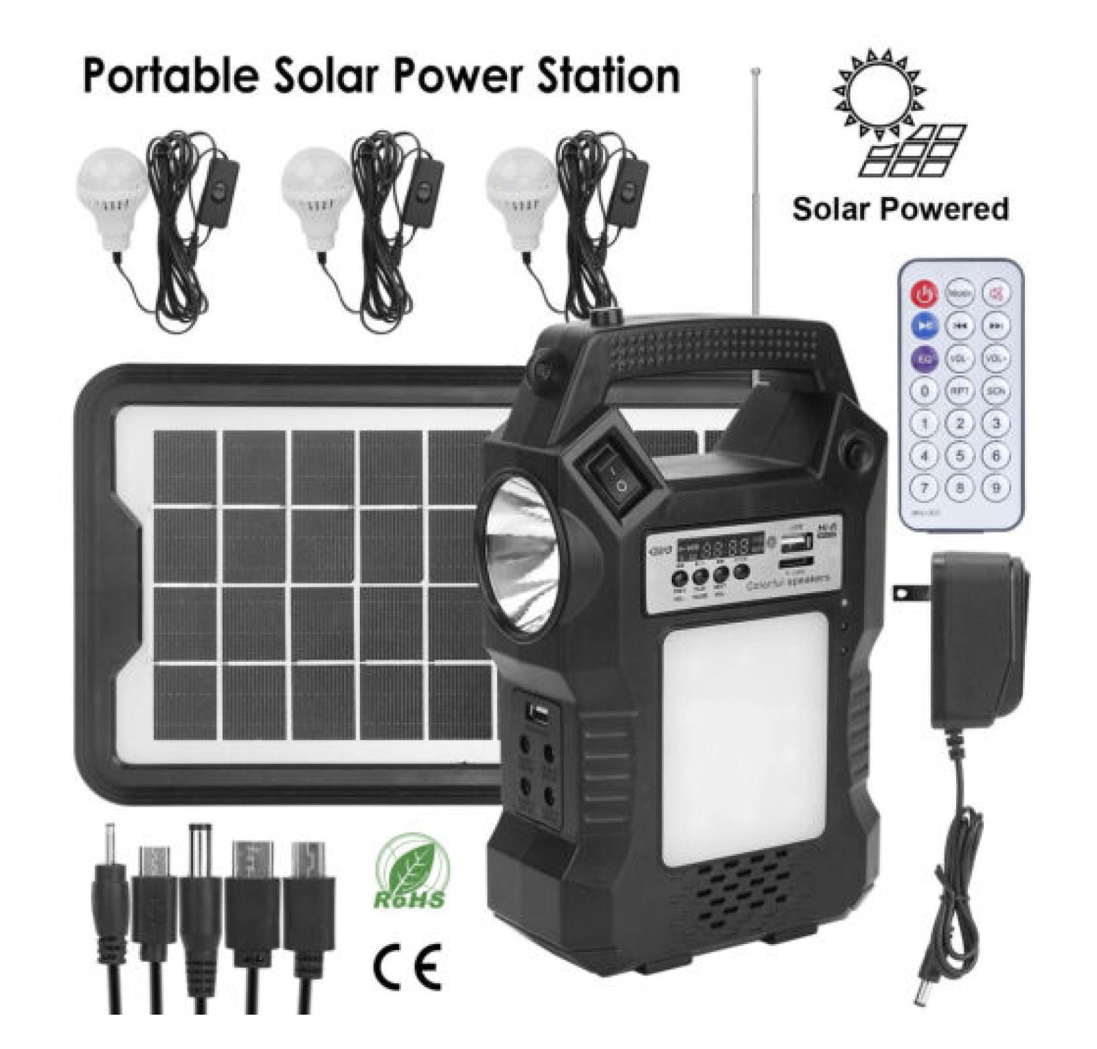 Portable Solar Power Station Generator Rechargeable Backup Emergency Power Bank