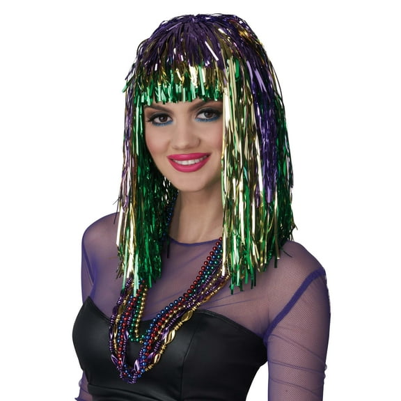 Mardi Gras Tinsel Adult Wig