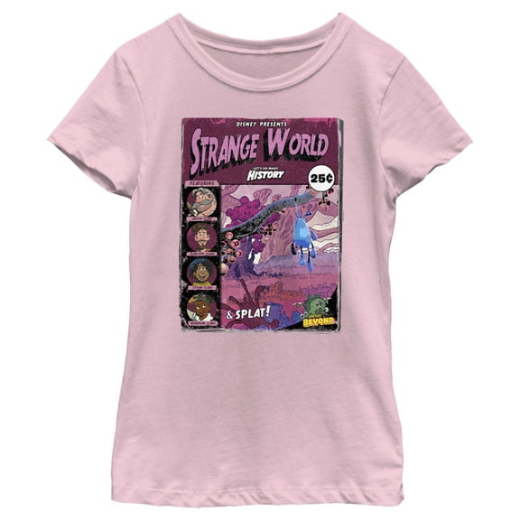 Girl's Strange World Comic Book Cover Graphic Tee Light Pink Large