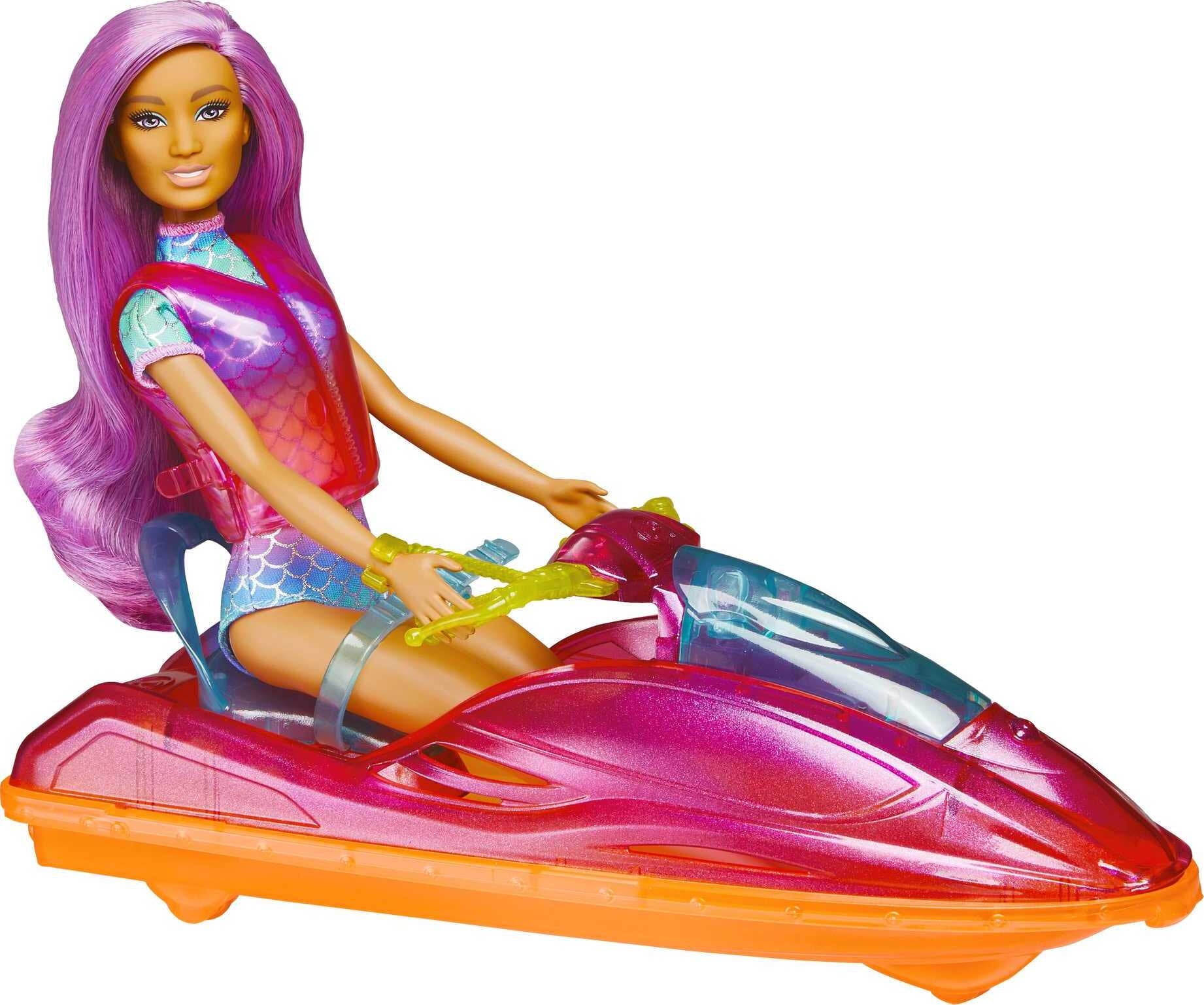 Barbie Beach Doll with Jet Ski and Water Sport Accessories, Puppy, Dolphins and More