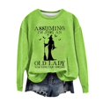 thumbnail image 2 of Green Magical Halloween Sweatshirts Crew Neck Cute Tops Oversized Long Sleeve Festival Pullover Sweater 2XL, 2 of 4