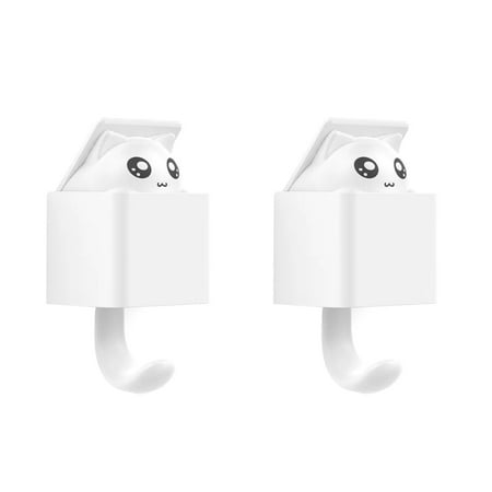 

PURATEN 2pcs Punch Free Home Decor Bathroom Cat Wall Hook Clothes Hanging Self Adhesive
