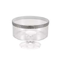 Trifle Small Clear Bowl Silver Rim Jewel Accent For Snacks & Cakes 40 oz