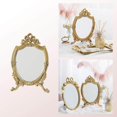 thumbnail image 2 of pitrice Retro Style Embossed Resin Golden Makeup Mirror Tabletop Dresser Mirrors, 2 of 8