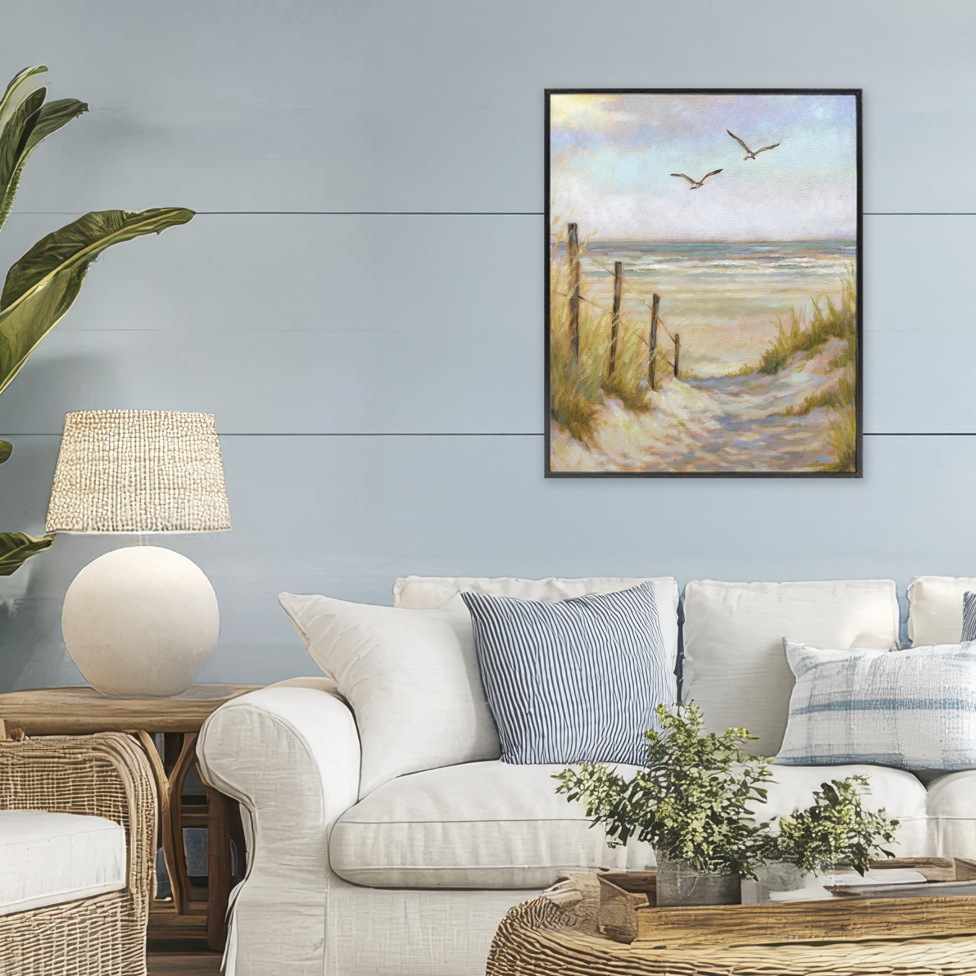 Stupell Industries Tranquility Beach Coastal Path Black Framed Giclee Art, design by Linda Sperruzzi