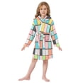 thumbnail image 6 of FORMRS Niños Bathrobe Unisex Hooded Robe Soft Plush Pajamas Sleepwear, Size 4-6T, Colorful Checkered Pattern, 6 of 7