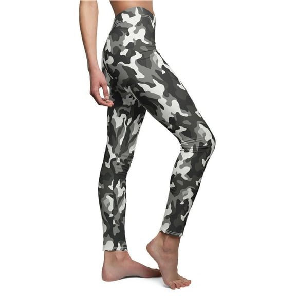 Black/Grey/White Camo Women's Casual Leggings - Camo Color Code 0055