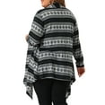 thumbnail image 3 of Agnes Orinda Plus Size Front Open Cardigan for Women Lightweight Boho Striped Long Cardigans Sweaters 1X Black, 3 of 6