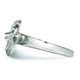 thumbnail image 3 of Stainless Steel Polished&Antiqued Leaf Two Finger 8/9 Crystal Ring Size 8, 3 of 3