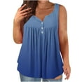 thumbnail image 1 of Dealovy Plus Size Tank Tops for Women Casual Sleeveless Scoop Neck Buttons Ruched Solid Color Loose Flowy Tees, 1 of 4