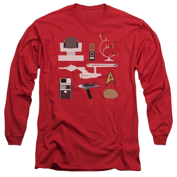 Star Trek Tos Gift Set Long Sleeve Adult 18/1 T-Shirt Red