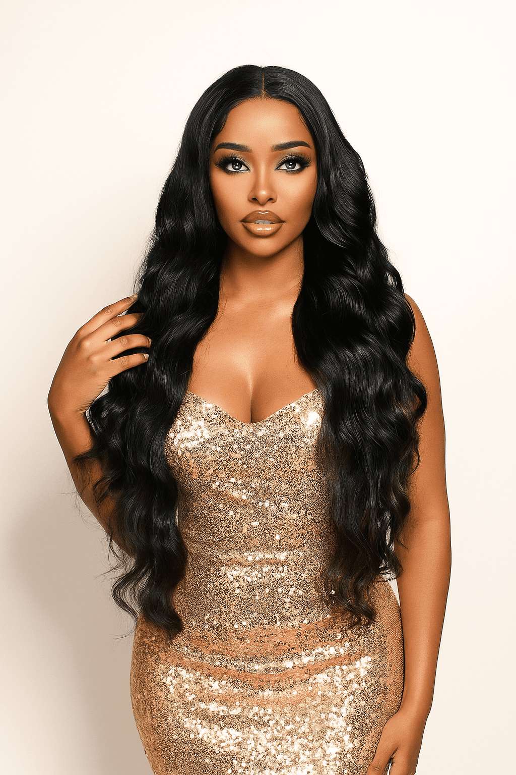 Body Wave Lace Front Wig Synthetic, 13x6 HD Transparent Lace, Pre-Plucked with Baby Hair, 32 Inch Long Wave Black with Brown Highlights Lace Frontal Wigs for Black Women