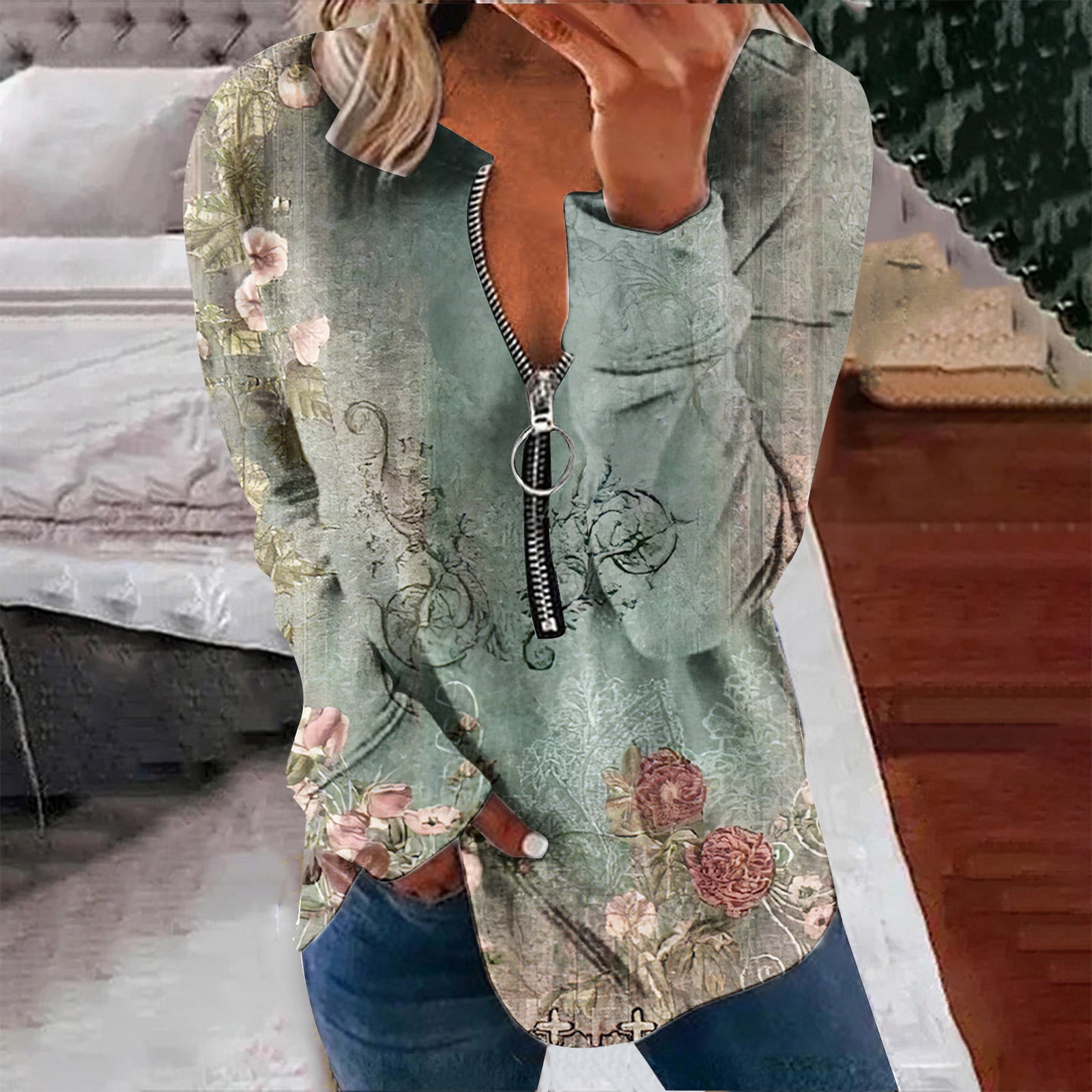 Womens Hoodie Womens Tops Fall Long Sleeve Loose Pullover Shirt Dressy Casual Ladies Striped Crewneck Sweatshirts Girls Sweatshirt on Clearance Walmart