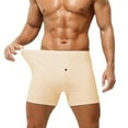 thumbnail image 3 of ZQUUVOU Mens Boxer Shorts Sleep Short Loos Solid Color Elastic Waist Casual Button Underpants (Beige,M), 3 of 5