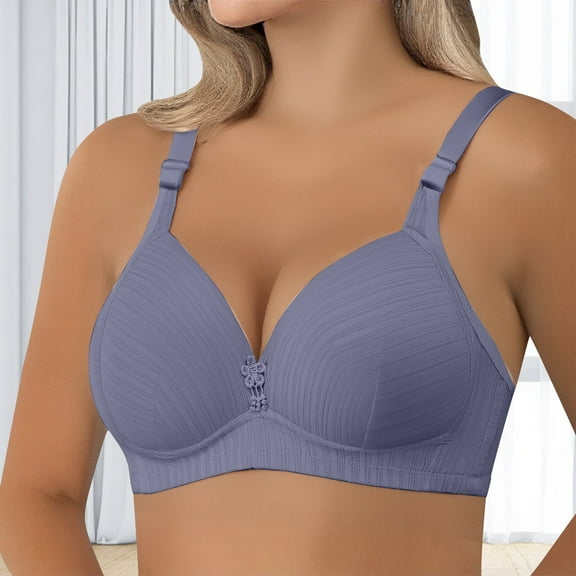 BILIKEYU Women's Thin Striped Large Sized without Underwire Bra, Bras for Women, Push Up Bra No Underwire, Jelly Bras for Women