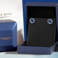 thumbnail image 5 of Gem Stone King 18K Rose Gold Plated Silver Blue Created Sapphire  Earrings with Jackets for Women | 2.00 Cttw | Gemstone September Birthstone | Round 6MM, 5 of 6