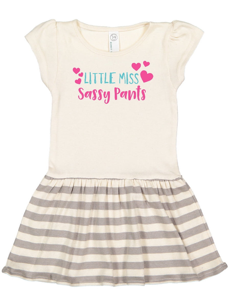 INKtastic Little Miss Sassy Pants, Hearts Pink Blue Toddler Dress