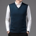 thumbnail image 1 of Suéter de cachemira Chaleco de hombre Suéter de cuello en V Chaleco de punto holgado de talla grande para hombre de mediana edad, 1 of 5
