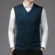 thumbnail image 2 of Suéter de cachemira Chaleco de hombre Suéter de cuello en V Chaleco de punto holgado de talla grande para hombre de mediana edad, 2 of 5