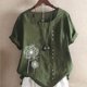 thumbnail image 3 of Qarigey Mujer Botones Estampado Manga Corta Cuello Camisa De Lino Prendas para la parte del cuerpo ejercito verde 5XL, 3 of 6