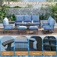 thumbnail image 5 of HOMREST Outdoor Furniture Thickened Cushion 360 Degree Swivel Rocking Patio Chairs with Ottomans and 3-Seat Sofa, Loveseat, Coffee Side Table, 8 PCS Metal Conversation Set for Garden, Deck, Poolside, 5 of 9