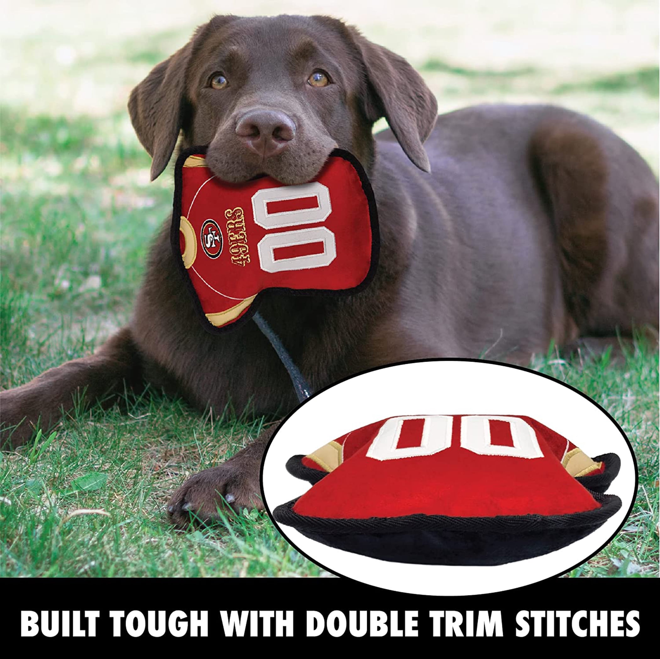 NFL Tough Jersey Pet Dog Toy Premium Quality with Built-in Squeaker Chew Toy