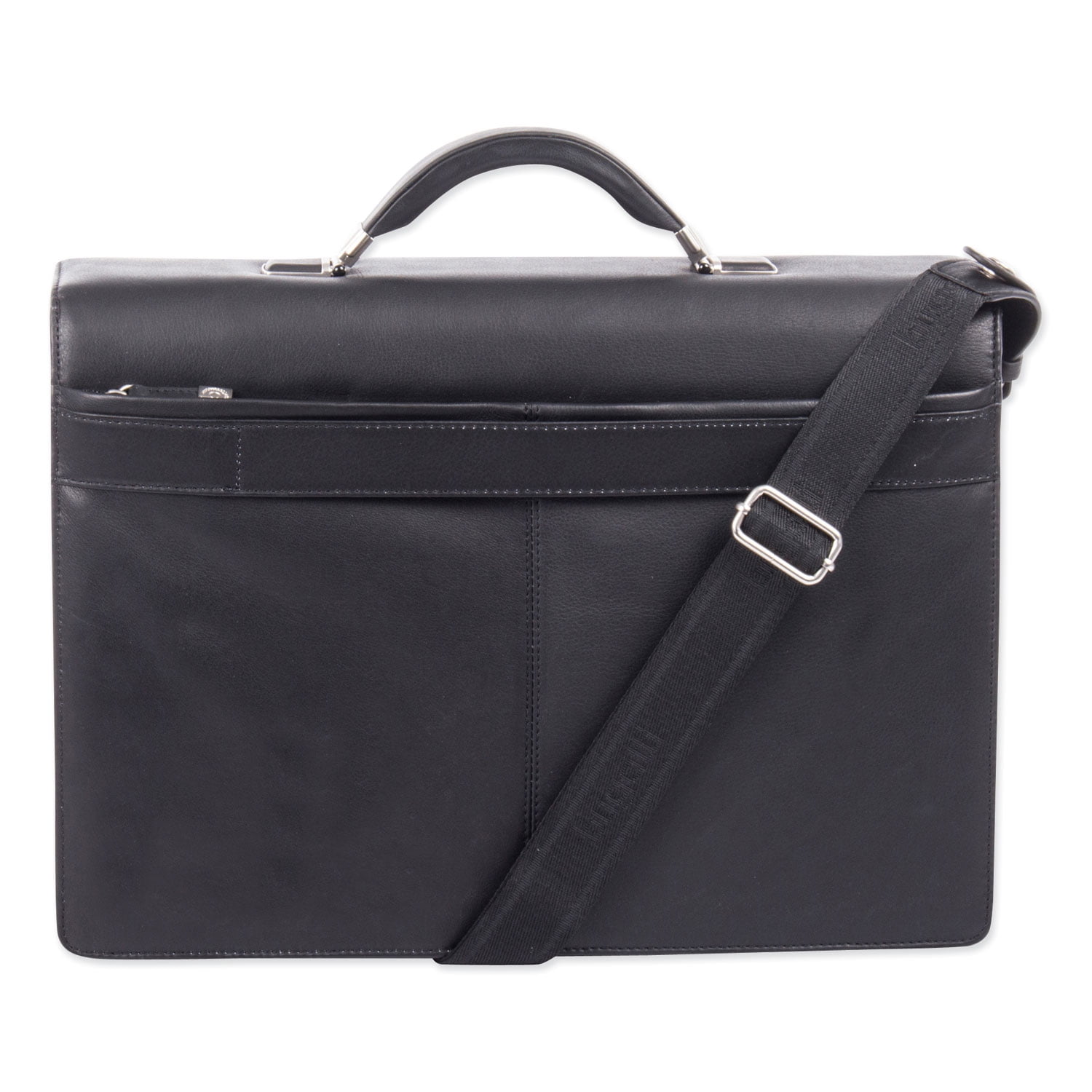 Milestone 5 in. x 5 in. x 12 in. Leather Briefcase Fits Devices Up to 15.6 in. - Black