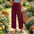 thumbnail image 3 of MLCDZ Womens Palazzo Pants Wide Leg Flowy Baggy Drawstring High Waisted Casual Breathable Trousers with Pockets Summer Beach Vacation Camping Hiking Pants, 3 of 8